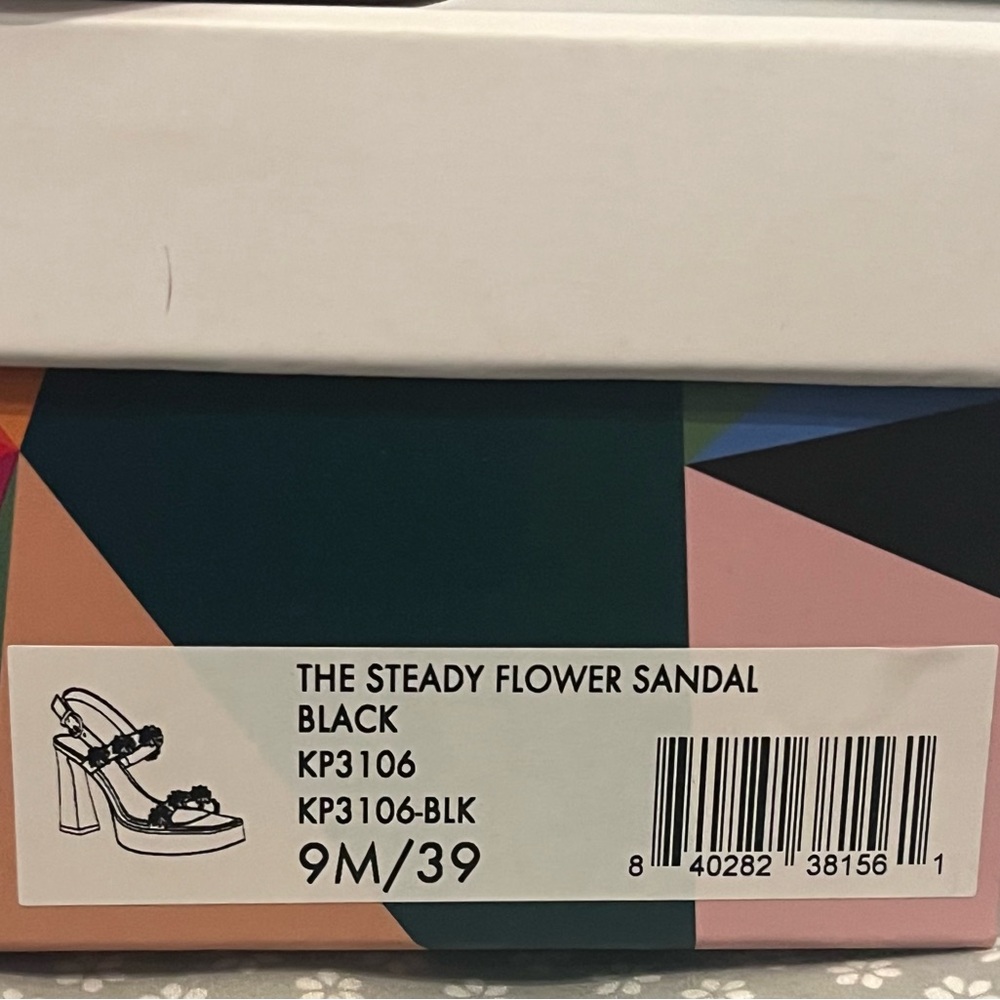 Katy Perry Black  Floral Sandals Heels new size 9 - Picture 12 of 16